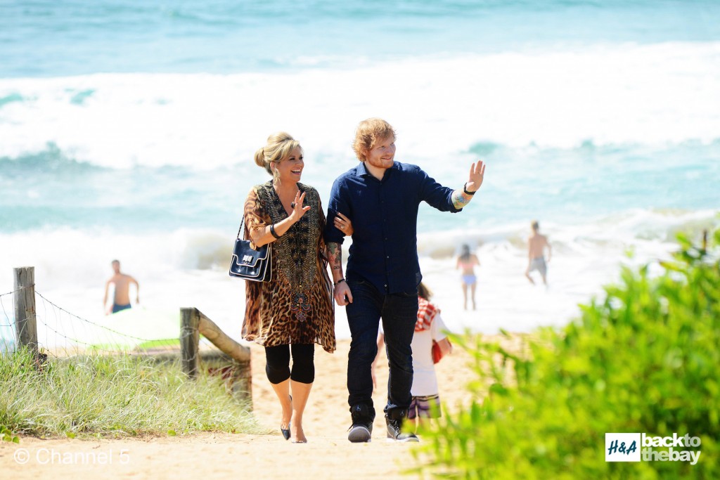 Emily Symons filming alongside Ed Sheeran back in March