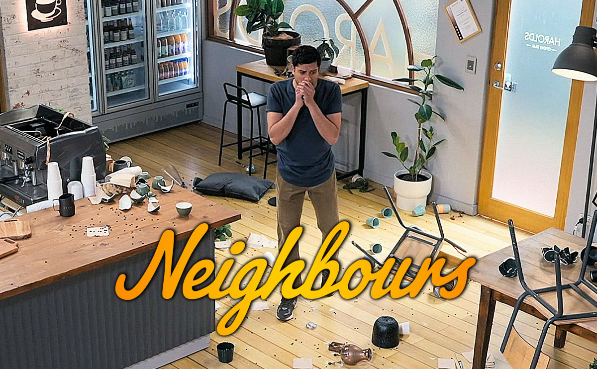 Neighbours Spoilers – Haz smashes up Harold’s Cafe in shock reveal